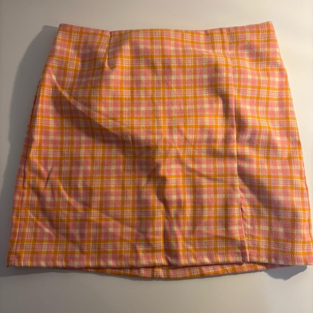 Art Class Pink and Yellow Plaid Pencil Skirt